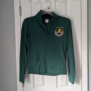 Pink Victoria Secret Oregon Ducks Quarter Zip Hoodie, Size S, Green w Sequins